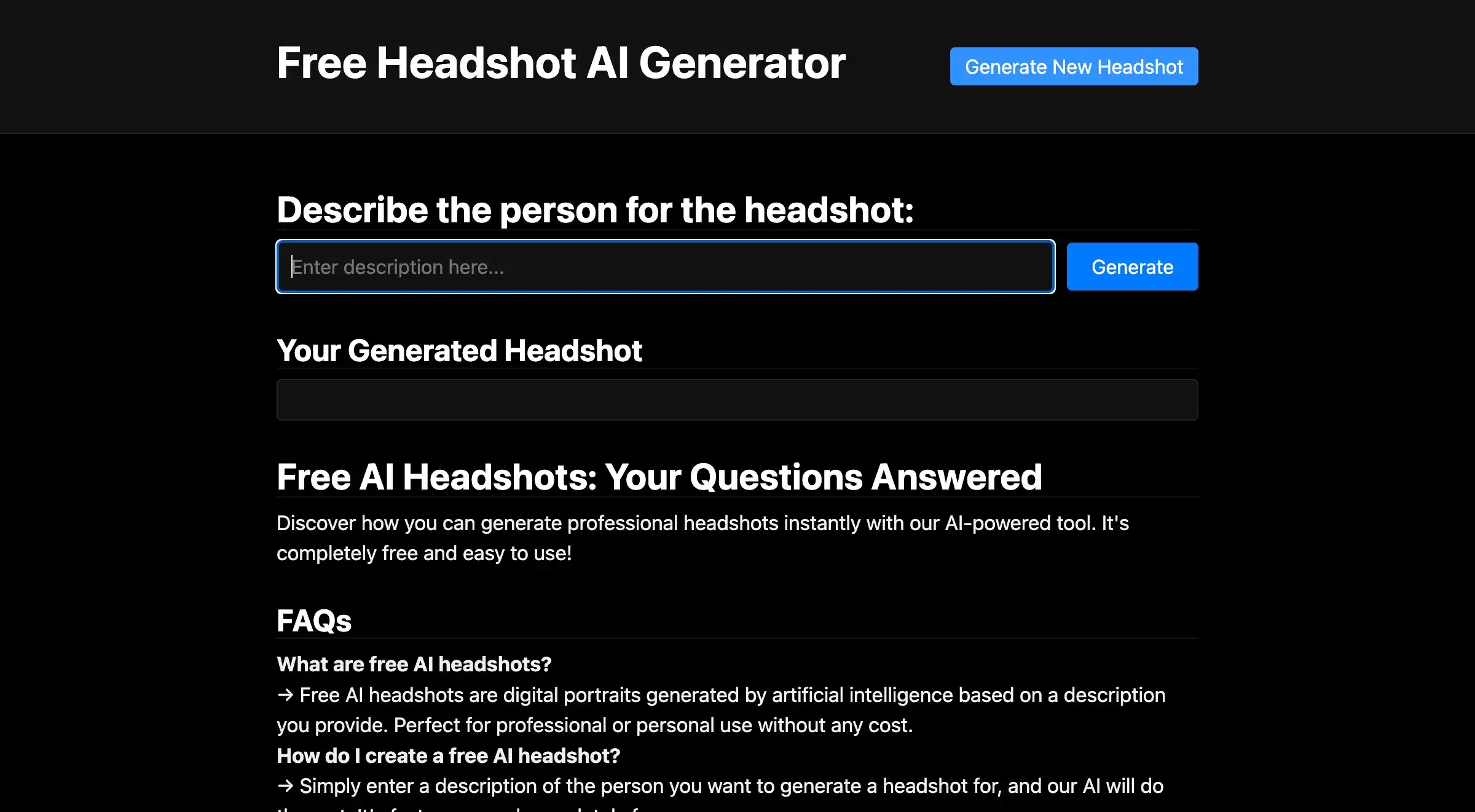 Kostenloser AI-Generator für Kopfschüsse